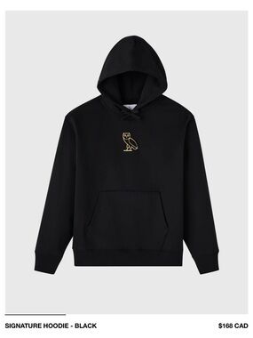 OVO Black Hoodie with Gold Owl Embroidery